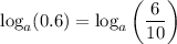 \log_{a}(0.6)=\log_a\left(\dfrac{6}{10}\right)