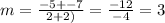 What is the slope of the line that passes through the points (−2,7) and (2,−5)?  write your answer i