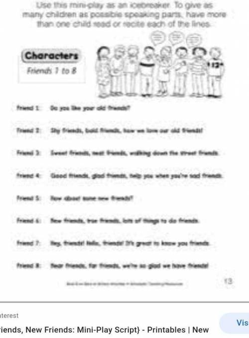 Role play on friendship with 6 characters​
