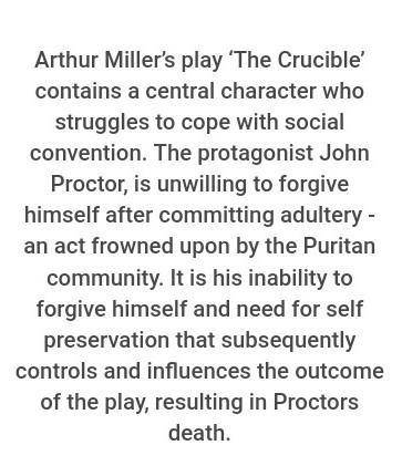 (100 points)!! I just need a quick paragraph on the crucible by Arthur Miller.

CLAIM: Additionally,