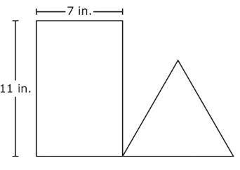 The combined perimeter of the rectangle and triangle is 63 inches. The model shows the dimensions of