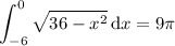 \displaystyle\int_{-6}^0\sqrt{36-x^2}\,\mathrm dx=9\pi