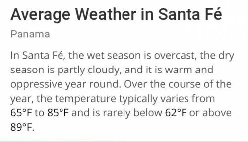 What is the climate of santa fe, panama
