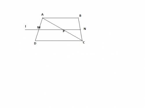 In the trapezoid abcd ( ab ∥ cd ) point m∈ ad , so that am: md=3: 5. line l ∥ ab and going trough po