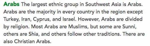 Which statement about ethnic groups in southwest asia is accurate
