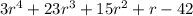 3r^{4} +23r^{3} +15r^{2} +r - 42