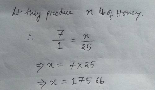 Honey bees produce 7 lb of honey for every one pound of beeswax they reproduce use equivalent ratios