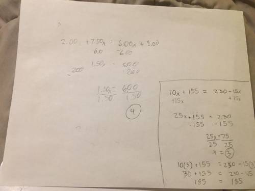 Can you please set up and solve an equation for 3 and 4?