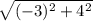 \sqrt{(-3)^{2} + 4^{2}  }