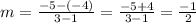 m=\frac{-5-(-4)}{3-1} =\frac{-5+4}{3-1} =\frac{-1}{2}