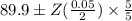 89.9 \pm Z(\frac{0.05}{2})\times \frac{5}{5}