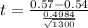 t = \frac{0.57 - 0.54}{\frac{0.4984}{\sqrt{1300}}}