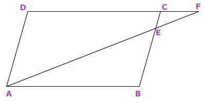 Parallelogram abcd is given. draw line ef so that it goes through the vertex a. point e lies on the 