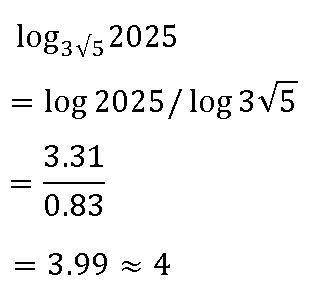 Find the logarithm of 2025 to the base 3√5