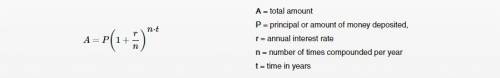 Find the amount a accumulated after investing a principal p= $2,000 for t= 8 years at an interest ra