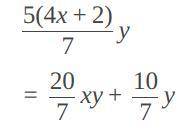 5(4x +2)/7y how to find the sum, factors, terms and quotient