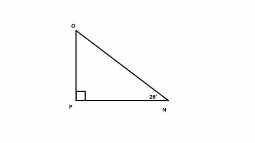 In ANOP, the measure of ZP=90°, the measure of ZN=26°, and OP = 13 feet. Find

the length of PN to t