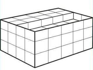 Sasha packed unit cubes into a prism, as shown. Which statement about the volume of the box is true.