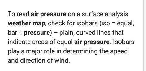 On a weather data map how can you tell where the temperature and air pressure measurements were take