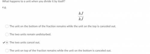 What happens to a unit when you divide it by itself? (I.e. kJ/kJ)