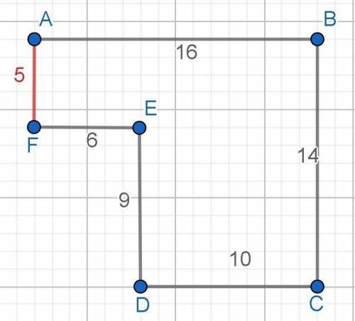 Find the missing side length.

Assume that all intersecting sides meet at right angles.
Be sure to i