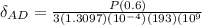 \delta_{AD} = \frac{P(0.6)}{3(1.3097)(10^{-4}) (193)(10^{9}  }
