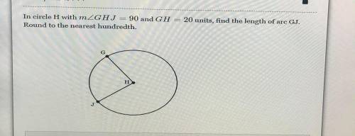 In circle H with m \angle GHJ= 34m∠GHJ=34 and GH=11GH=11 units, find the length of arc GJ. Round to