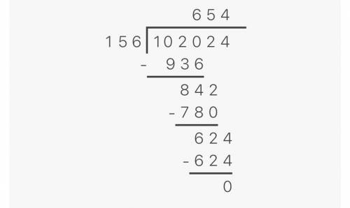 5. Use long division method to calculate 102 024 ÷ 156​