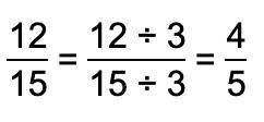 Simplify the following fraction 12/15 answers:
2/3
12/15
4/5
3/4