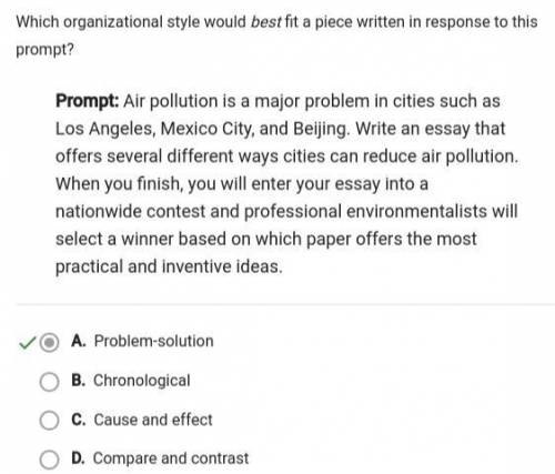 Which organizational style would best fit a piece written in response to this

prompt?
Prompt: Air p