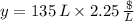 y = 135\,L\times 2.25\,\frac{\$}{L}