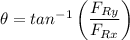\theta = tan^{-1}\left( \dfrac{F_{Ry}}{F_{Rx}} \right)
