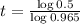 t = \frac{\log{0.5}}{\log{0.965}}