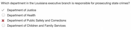 Which department in the Louisiana executive branch is responsible for prosecuting state crimes?

Dep