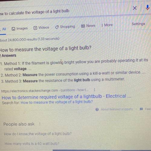How to calculate the voltage of a light bulb