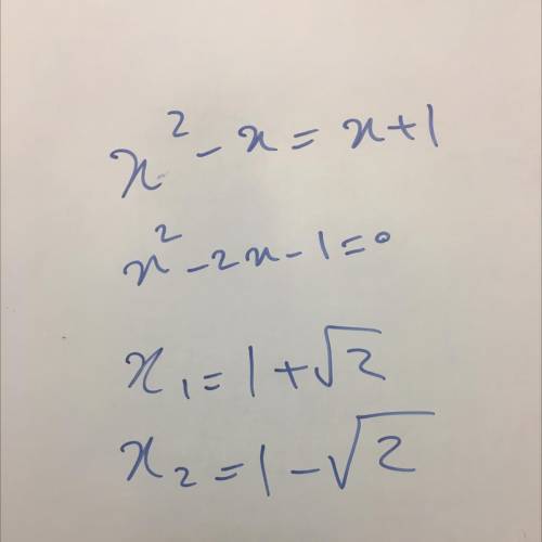 Write down the x-coordinate of the point where y=x2-x and y=x+1 cross