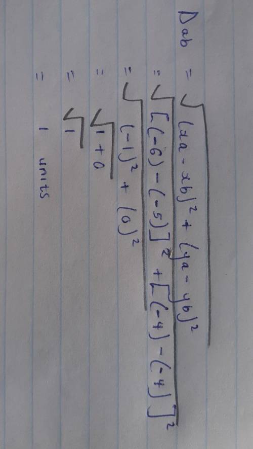 What is the distance between (-6-4) and (-5,-4)​
