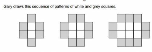 Gary draws this sequence of patterns of white and grey squares. The sequence is continued. How many