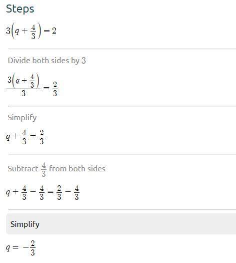 Solve for q. 4. 3 9 + 2 Stuck? Watch a video or use a hint.​