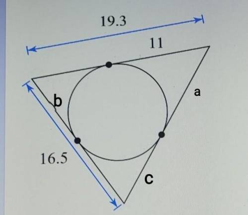 Find the perimeter of each polygon. Assume that lines which appear to be 1 tangent are tangent. * 19