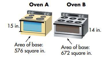 Two ovens have measurements as shown. Which oven has a greater volume? How much greater is

its volu