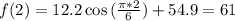 f(2) = 12.2\cos{(\frac{\pi*2}{6})} + 54.9 = 61