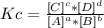 Kc=\frac{[C]^{c} *[D]^{d} }{[A]^{a} *[B]^{b} }