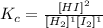K_c=\frac{[HI]^2}{[H_2]^1[I_2]^1}
