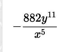 Simplify 14x(7xy^14)(-9x^-7 y^-3)