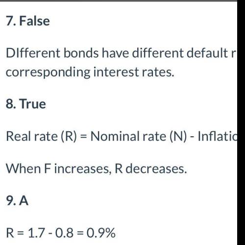 Default risk is the risk that interest rates changes over time.
True
False