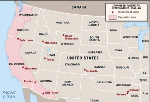 Ht

Using this map, choose all of the correct statements regarding internment camps.
ing
51
A)
Rohwe