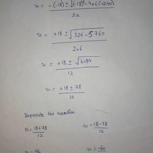 6x^2 - 18x - 240 = 0 
solve for x. 
Find solutions that are greatest to least.