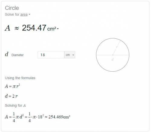 The diameter of a circle is 18 cm. Find its area in terms of pi