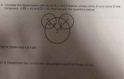 Consider the figure below with circles R, C, and D below, where circle R and circle D are

congruent